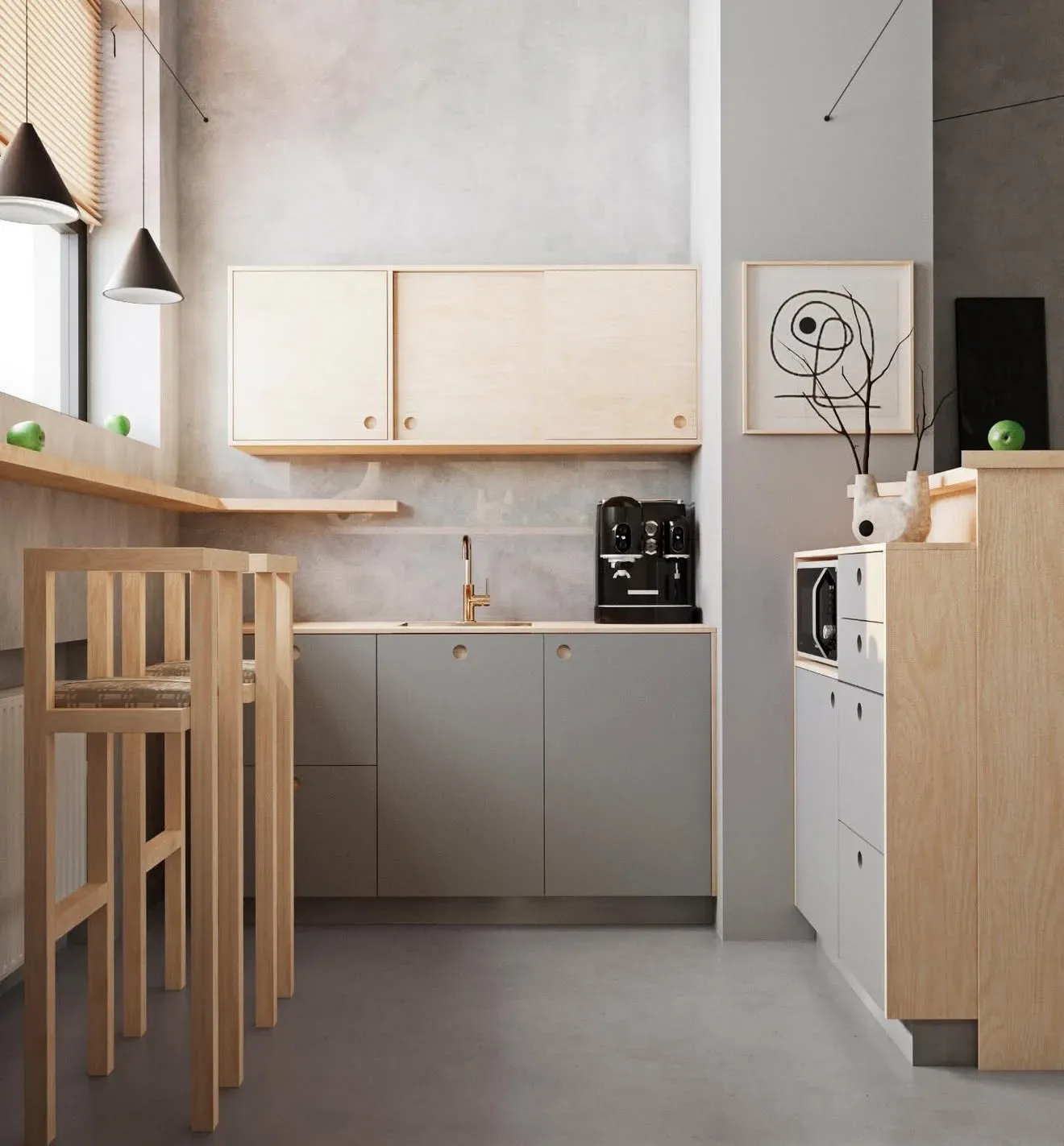 Kitchen for a small office. Visualization