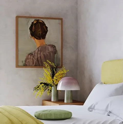 Bedroom fragment in a country house. Visualization