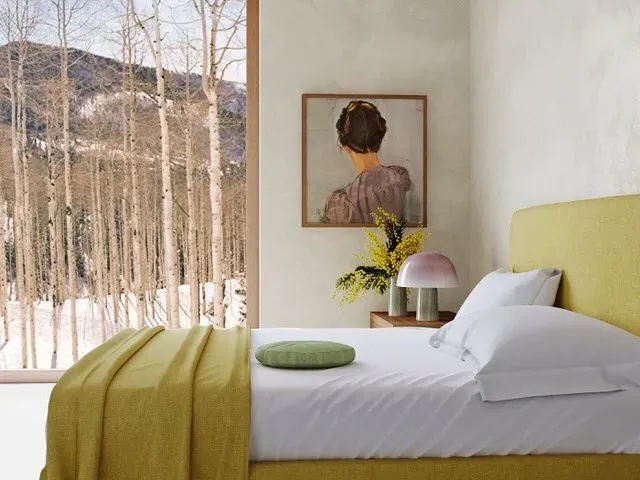 Bedroom fragment in a country house. Visualization